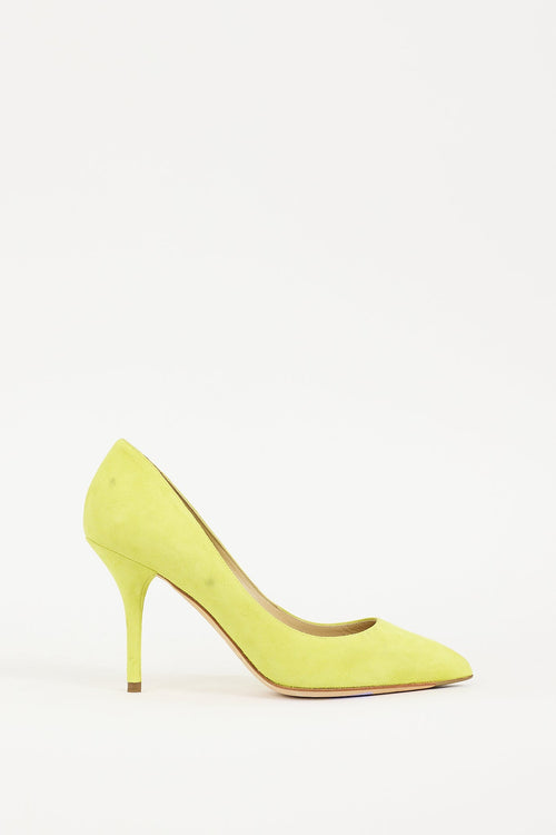 Dolce 
Gabbana Yellow Suede Pointed Toe Pump