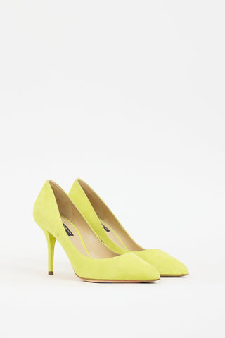 Dolce 
Gabbana Yellow Suede Pointed Toe Pump