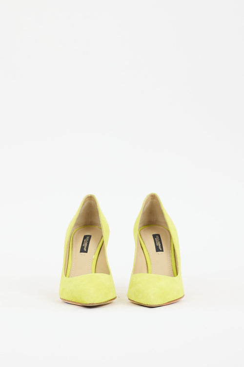 Dolce 
Gabbana Yellow Suede Pointed Toe Pump