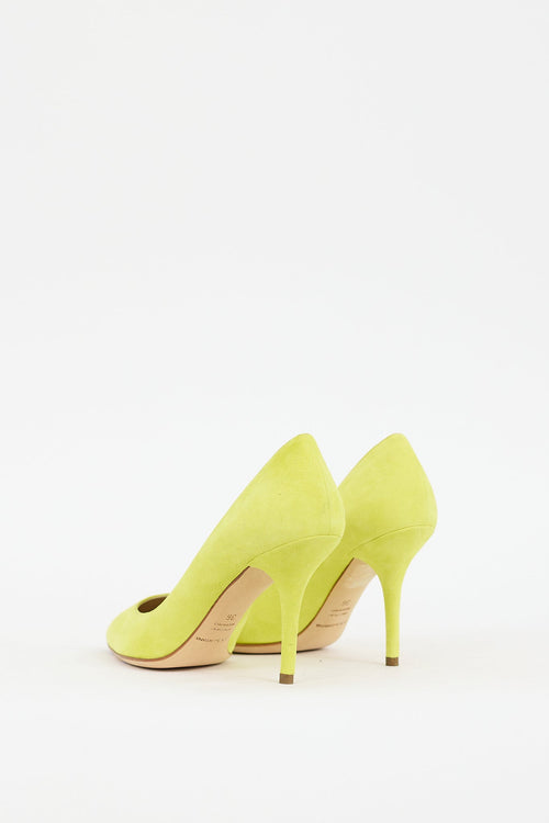 Dolce 
Gabbana Yellow Suede Pointed Toe Pump