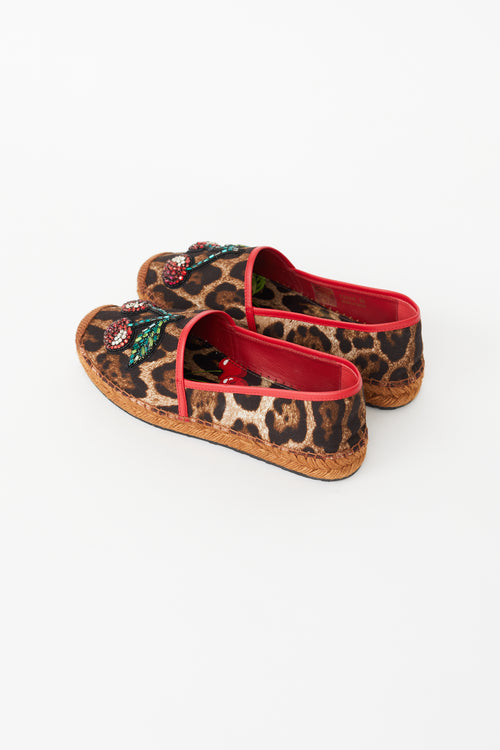 Dolce 
Gabbana Brown Print 
Cherry Sequin Espadrille