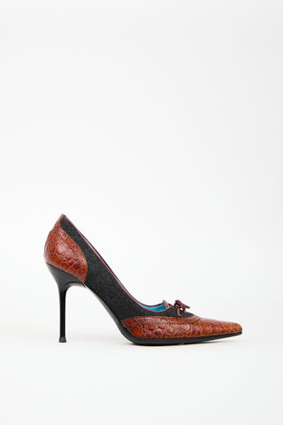 Dolce 
Gabbana Multicolour Denim 
Leather Brogue Pump