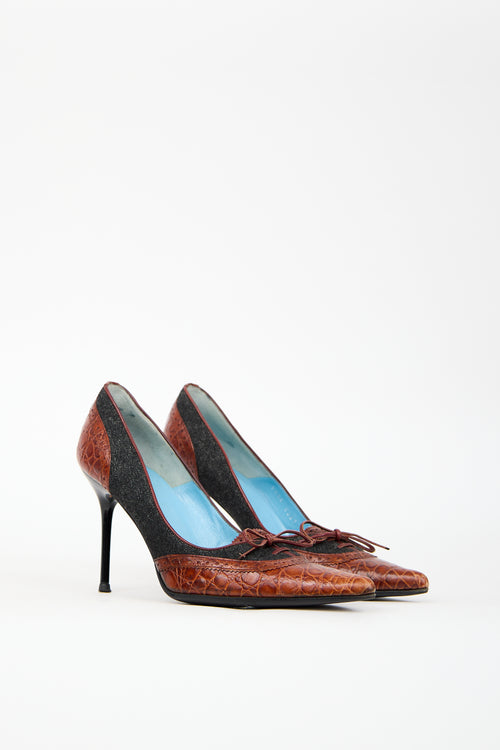 Dolce 
Gabbana Multicolour Denim 
Leather Brogue Pump