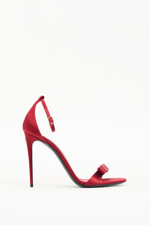 Dolce 
Gabbana Red Satin Bow Heeled Sandal