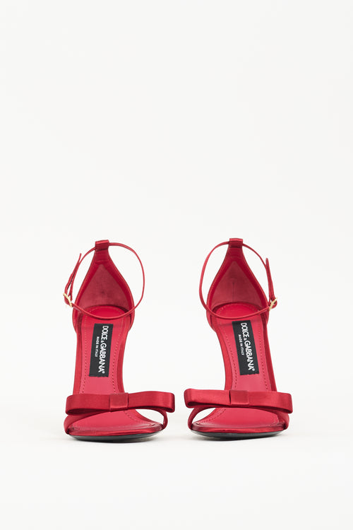 Dolce 
Gabbana Red Satin Bow Heeled Sandal