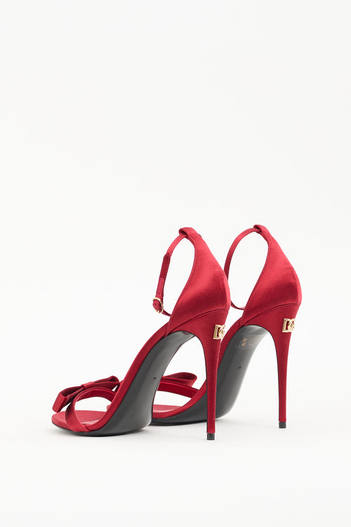 Dolce 
Gabbana Red Satin Bow Heeled Sandal