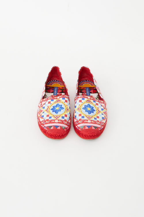 Dolce 
Gabbana Red 
Multi Majolica Espadrille