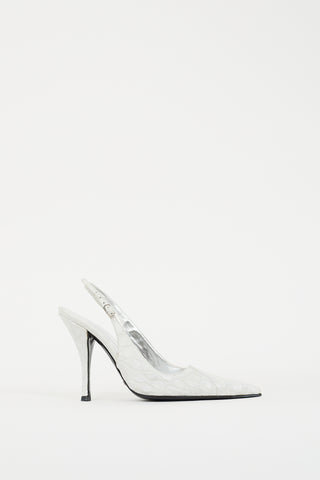 Dolce 
Gabbana White Embossed Leather Slingback Pump