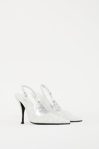 Dolce 
Gabbana White Embossed Leather Slingback Pump