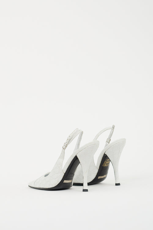 Dolce 
Gabbana White Embossed Leather Slingback Pump