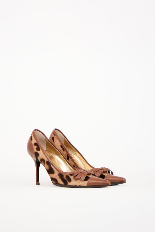 Dolce 
Gabbana Brown Leather 
Textured Hair Pump