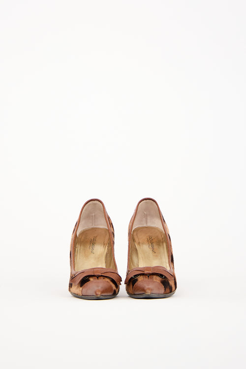 Dolce 
Gabbana Brown Leather 
Textured Hair Pump