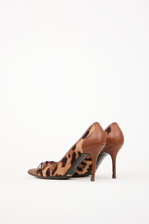 Dolce 
Gabbana Brown Leather 
Textured Hair Pump