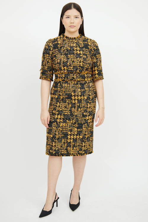 Dolce 
Gabbana Yellow Black Tweed Dress