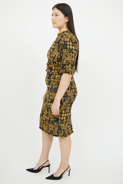 Dolce 
Gabbana Yellow Black Tweed Dress