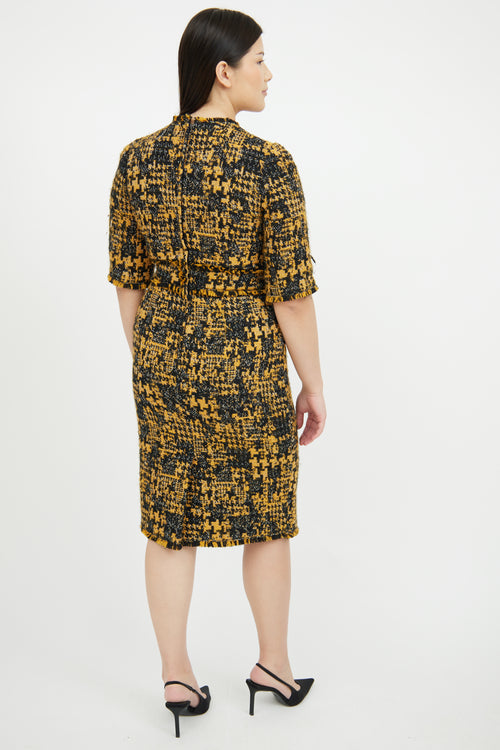 Dolce 
Gabbana Yellow Black Tweed Dress