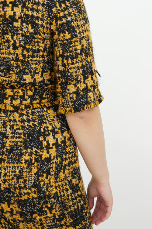 Dolce 
Gabbana Yellow Black Tweed Dress