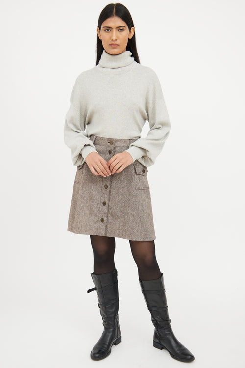 Dolce 
Gabbana Brown Wool Pocket Skirt