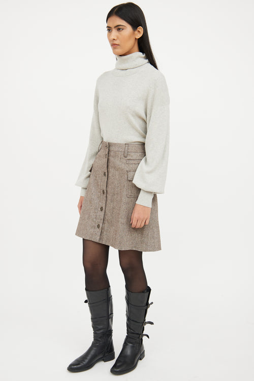 Dolce 
Gabbana Brown Wool Pocket Skirt