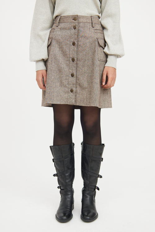 Dolce 
Gabbana Brown Wool Pocket Skirt