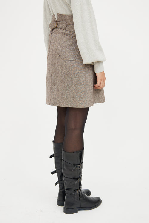 Dolce 
Gabbana Brown Wool Pocket Skirt