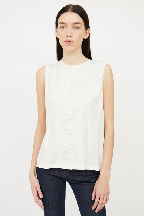 Dolce 
Gabbana Cream Silk Lace Top