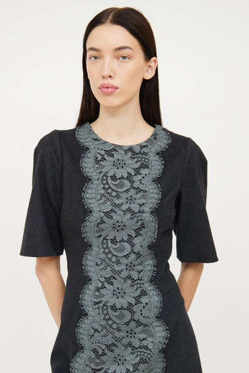 Dolce 
Gabbana Grey Lace Panel Dress