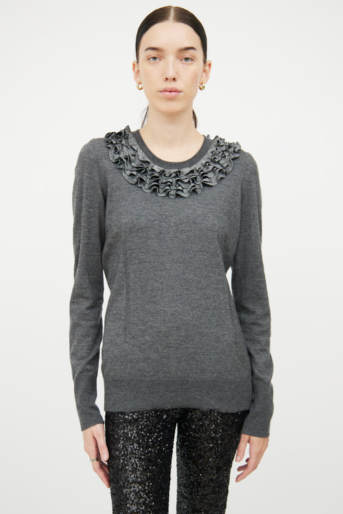 Dolce 
Gabbana Grey Ruffle Long Sleeve Top