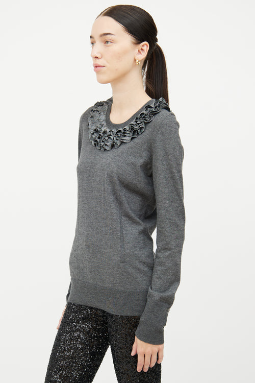 Dolce 
Gabbana Grey Ruffle Long Sleeve Top