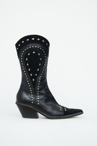 Donald J Pliner Black Studded Cowboy Boot