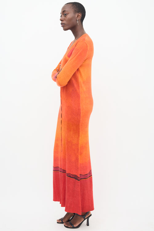 Donde Esteban Orange 
Red Cashmere Baru Dress