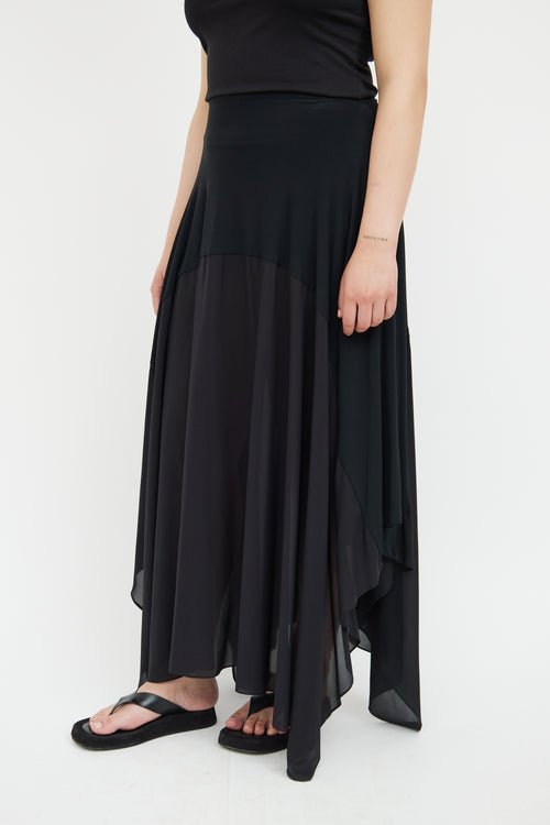 Donna Karan Black Asymmetrical Maxi Skirt