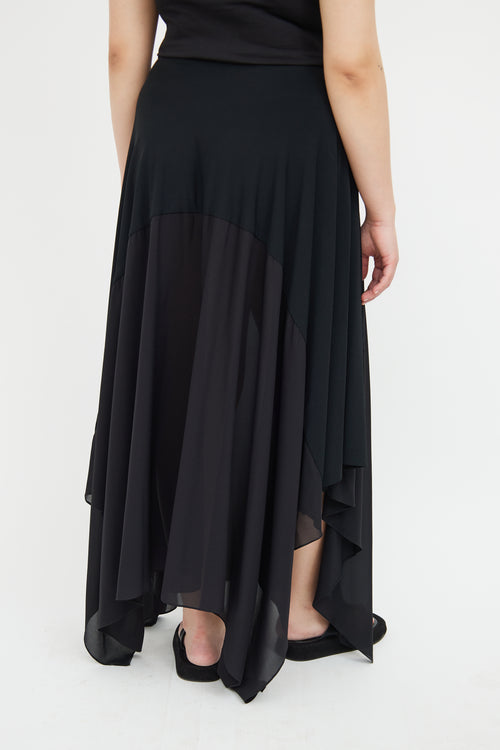 Donna Karan Black Asymmetrical Maxi Skirt