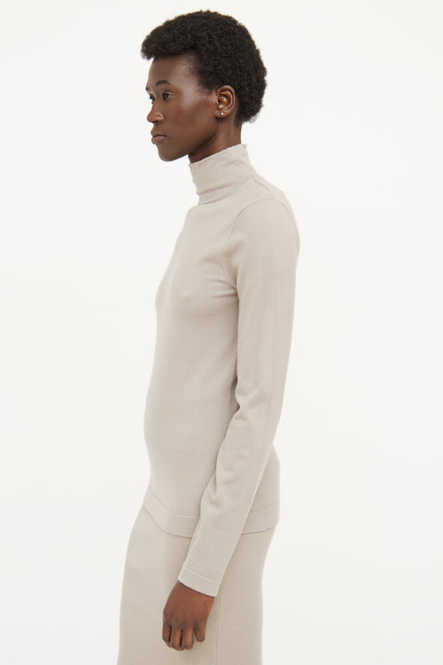 Donna Karan Grey Cashmere Knit Turtleneck Top