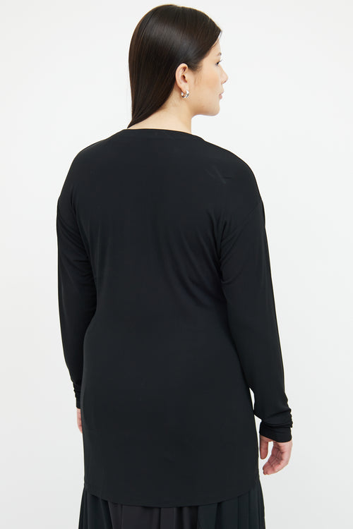 Donna Karan Black Silk Clip Ruched Top