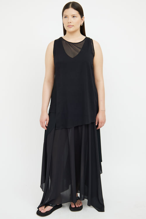 Donna Karan Black Silk Overlay Top