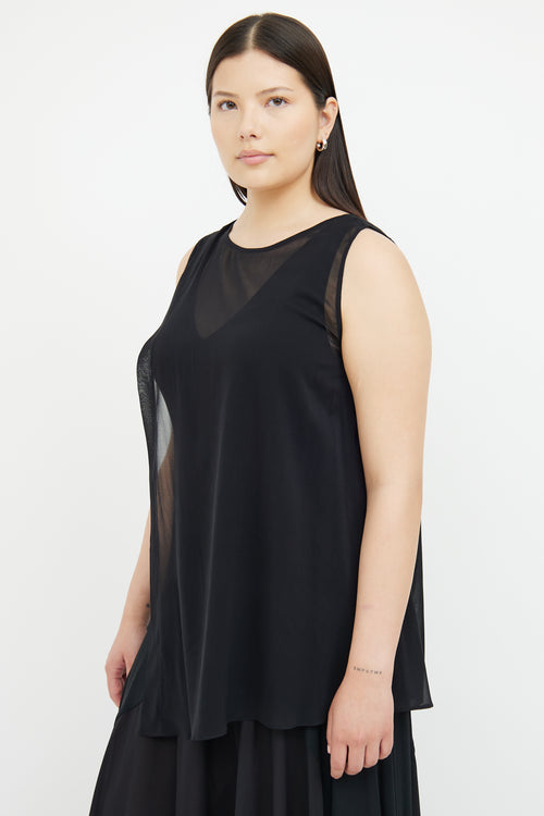 Donna Karan Black Silk Overlay Top