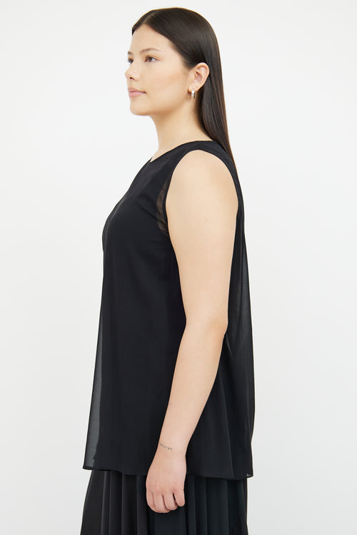 Donna Karan Black Silk Overlay Top