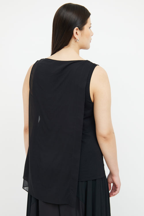 Donna Karan Black Silk Overlay Top