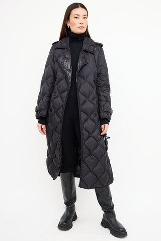 Dorothee Schumacher Black Nylon Quilted Trench Coat