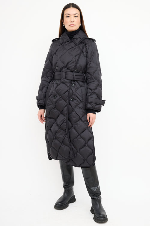 Dorothee Schumacher Black Nylon Quilted Trench Coat