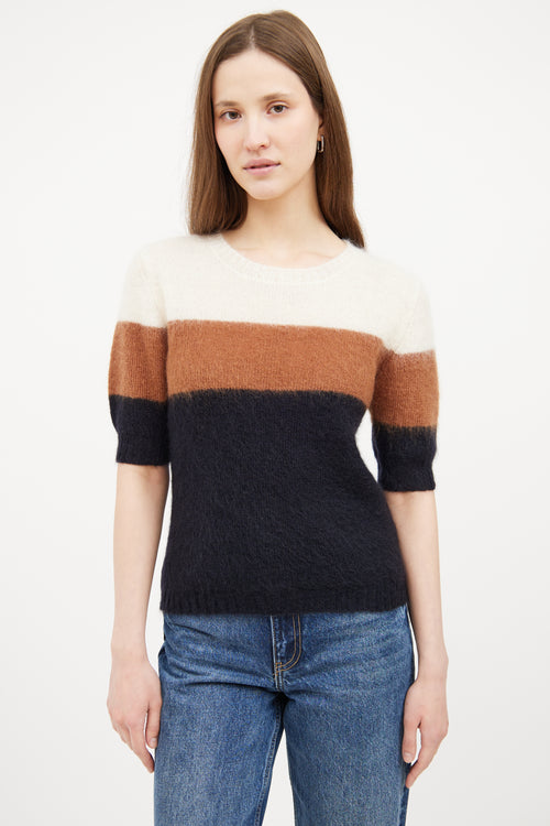 Brown 
Multi Colour Short Sleeve Sweater