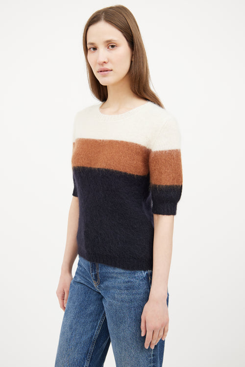 Brown 
Multi Colour Short Sleeve Sweater