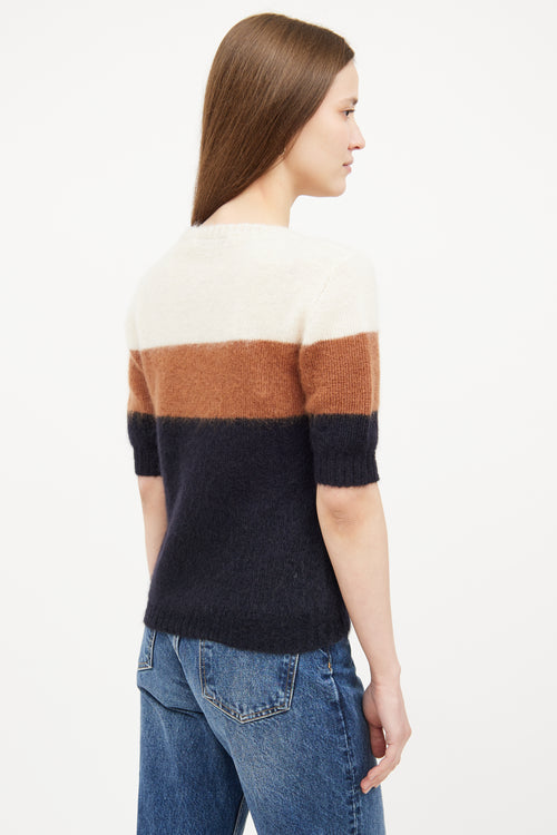 Brown 
Multi Colour Short Sleeve Sweater