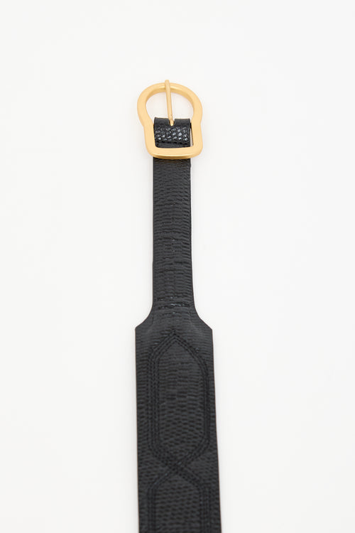 Dorothee Schumacher Black Textured Leather Western Belt