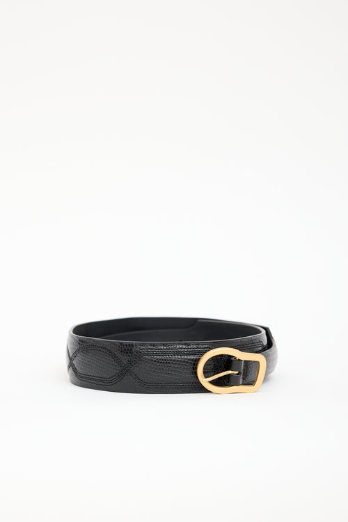 Dorothee Schumacher Black Textured Leather Western Belt