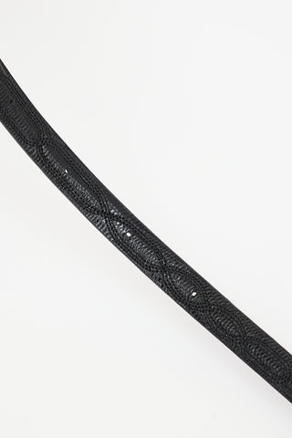 Dorothee Schumacher Black Textured Leather Western Belt