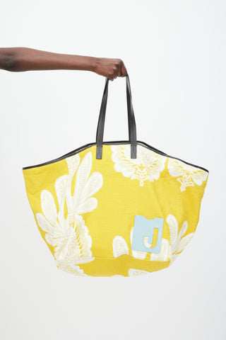 La DoubleJ Yellow 
White Floral Tote