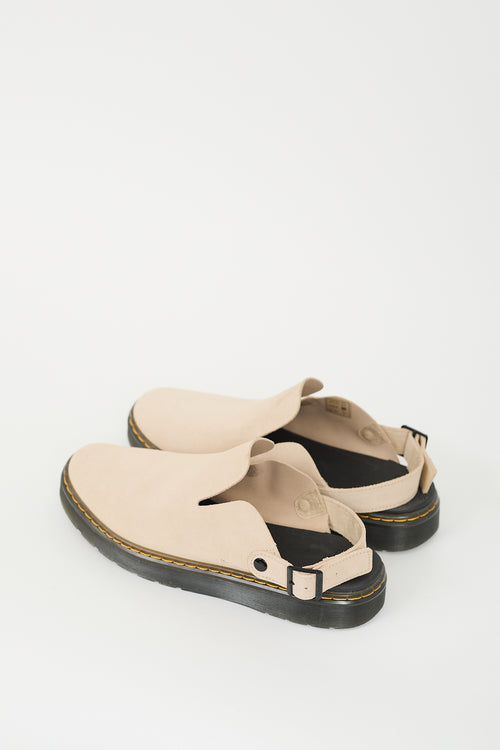 Dr. Martens Beige 
Black Suede Carlson Slingback Mule