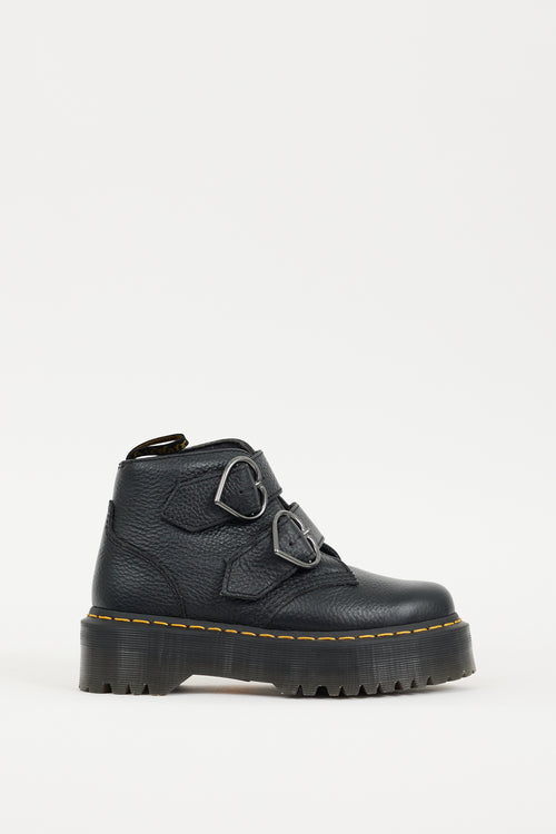 Dr. Martens Black Leather Devon Heart Platform Boot